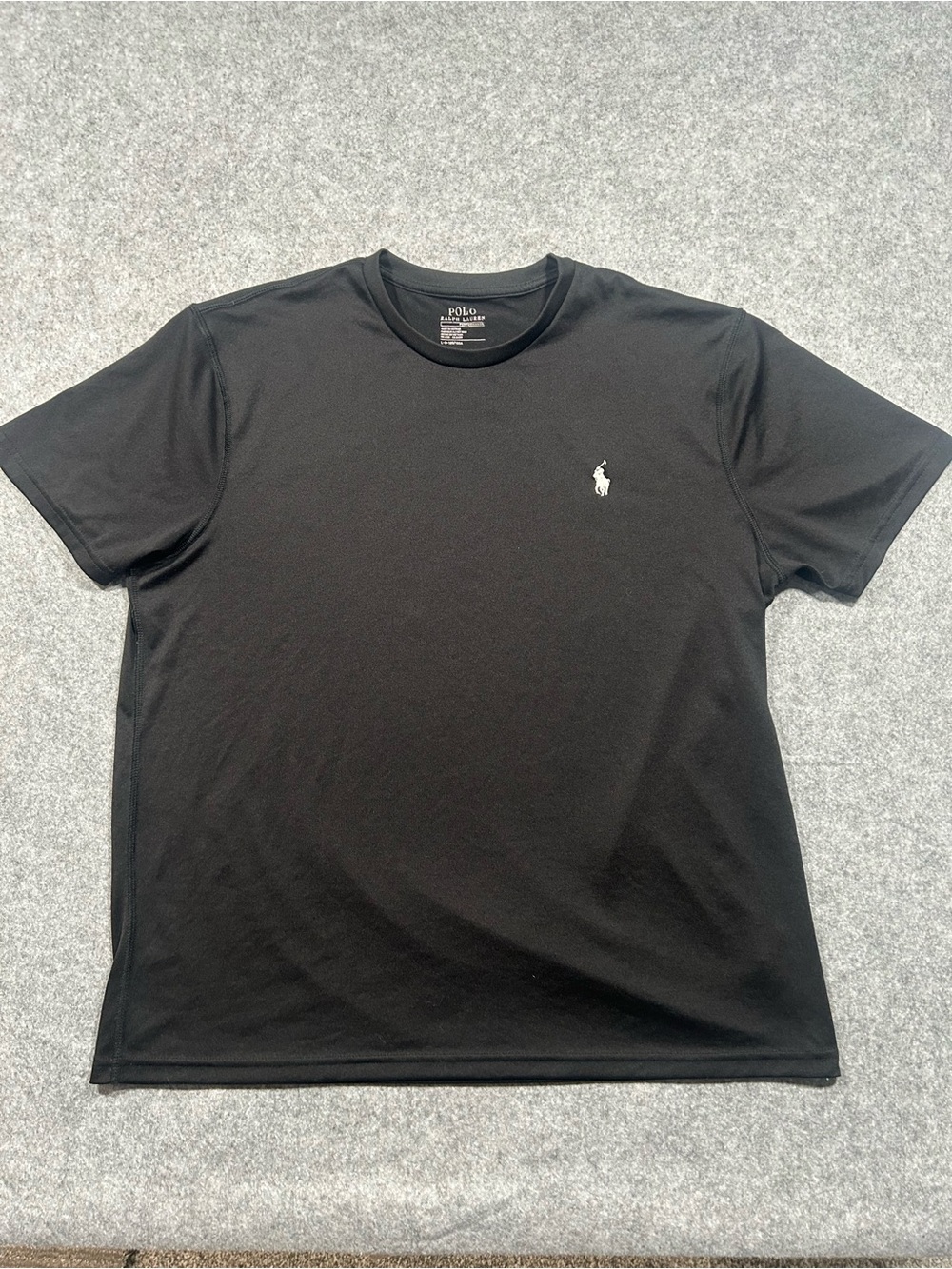 Polo by Ralph Lauren Black Crew Neck Tee with White Pony Logo L